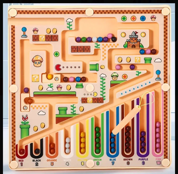 Magnetic Toy with Color Sorting and Numbered Beads – STEM Learning Board Game