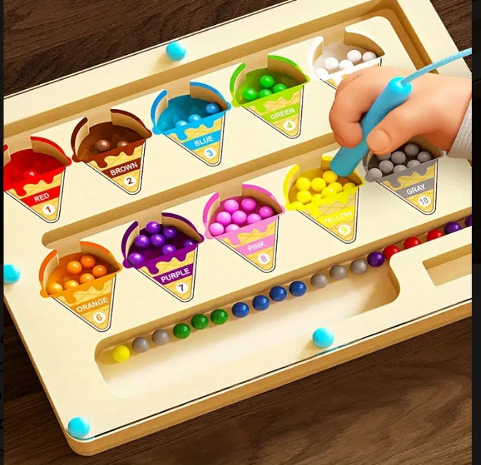 Magnetic Wooden Colour Sorting & Counting Board with Scoop (Early Learning Toy for Kids)