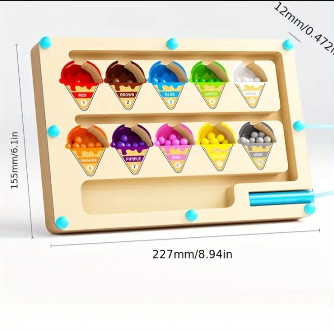 Magnetic Wooden Colour Sorting & Counting Board with Scoop (Early Learning Toy for Kids)