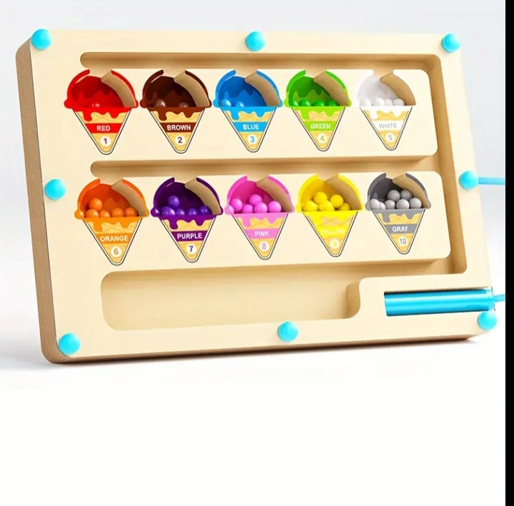 Magnetic Wooden Colour Sorting & Counting Board with Scoop (Early Learning Toy for Kids)