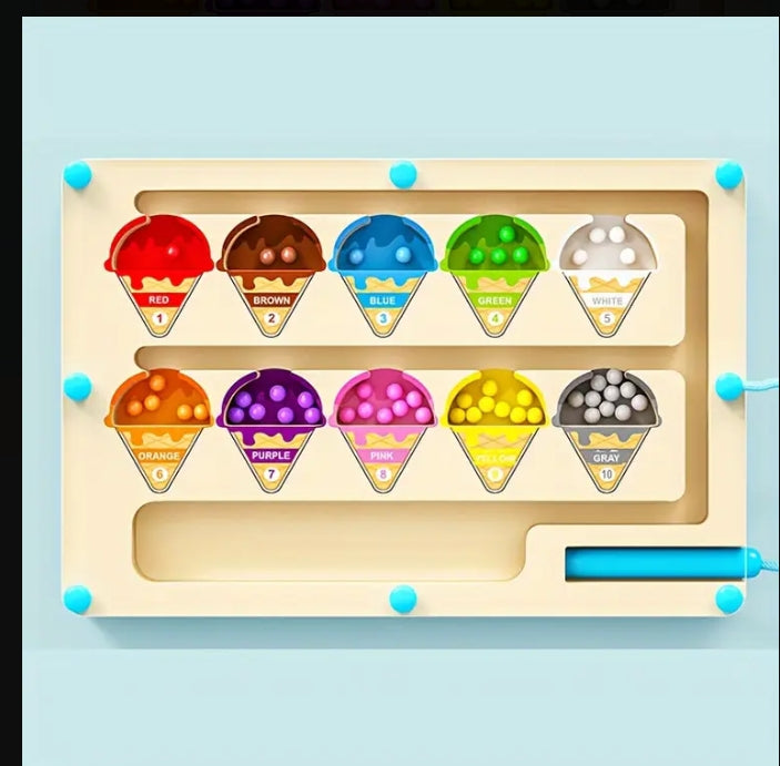 Magnetic Wooden Colour Sorting & Counting Board with Scoop (Early Learning Toy for Kids)