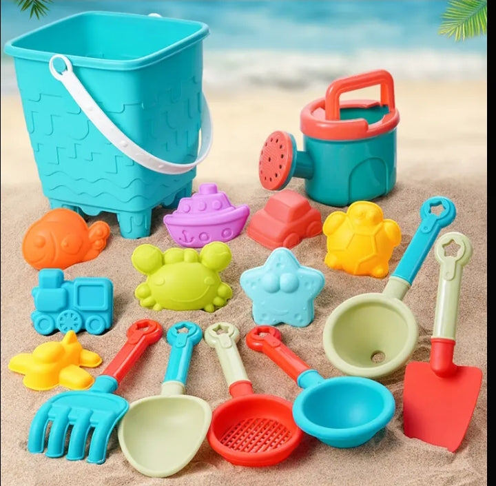 Kids Beach Sand Play Toy Set with Bucket, Watering Can & Tools