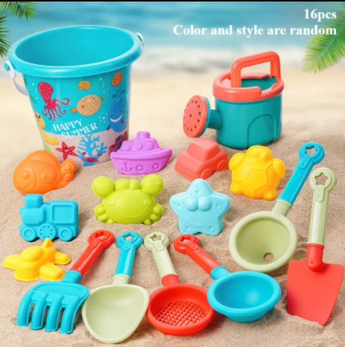 Kids Beach Sand Play Toy Set with Bucket, Watering Can & Tools