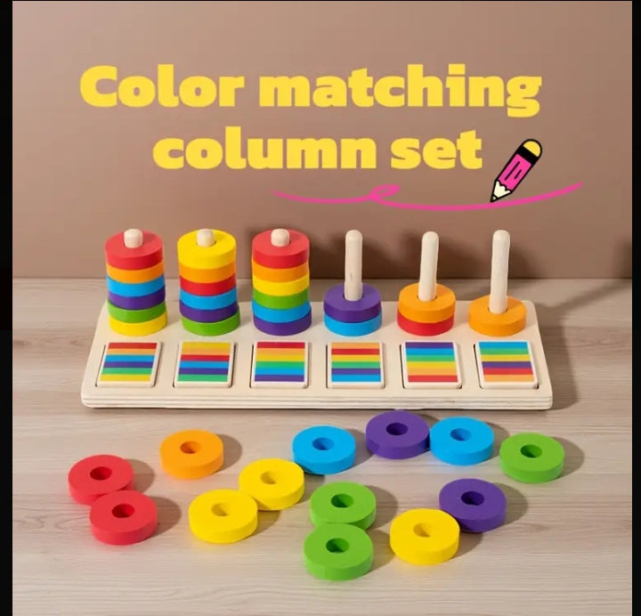Rainbow Stacking & Colour Matching Peg Board Toy for Kids