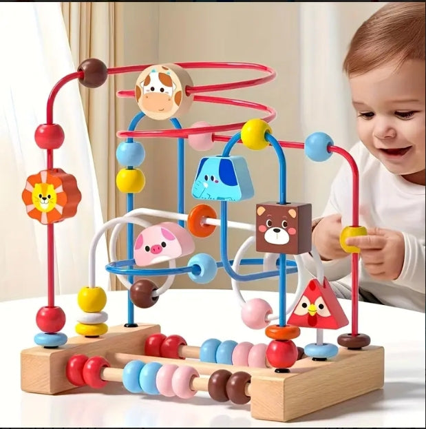Wooden Bead Maze & Animal Activity Toy for Kids
