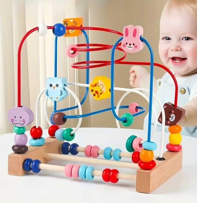 Wooden Bead Maze & Animal Activity Toy for Kids