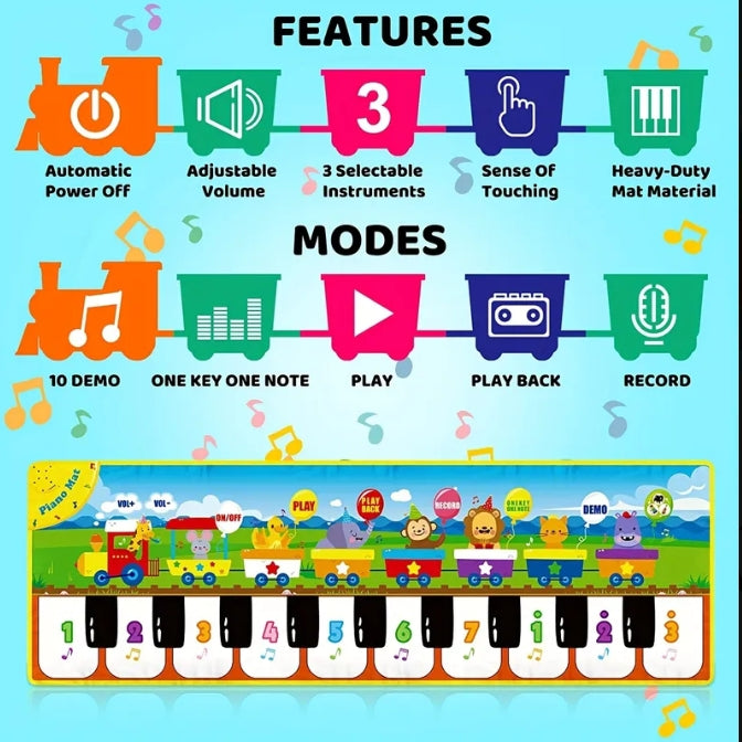 Kids Musical Piano Play Mat with Animal Sounds