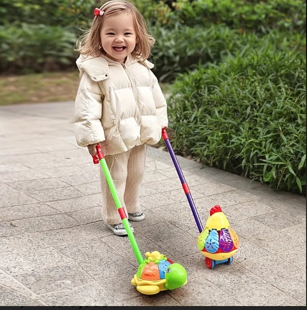 Push-Along Animal Walker Toy (Turtle & Chicken Design)