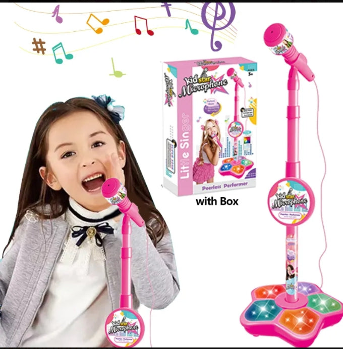 Kids Karaoke Microphone Stand with Lights & Music