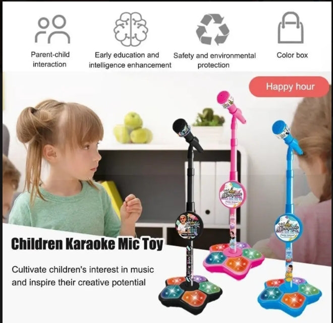 Kids Karaoke Microphone Stand with Lights & Music