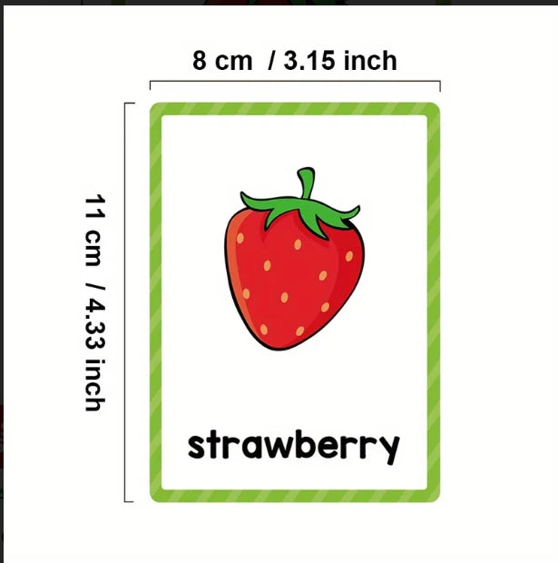 Kids Learning Ring Flash Cards Set – Numbers, Foods, Fruits, Colors & Shapes