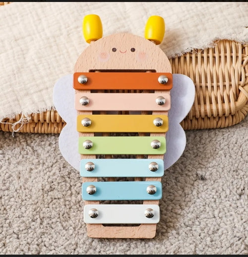 Bee-Themed Wooden Xylophone Musical Toy for Kids