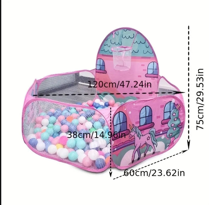 Pink Unicorn Ball Pool Play Tent (with Soft Balls)