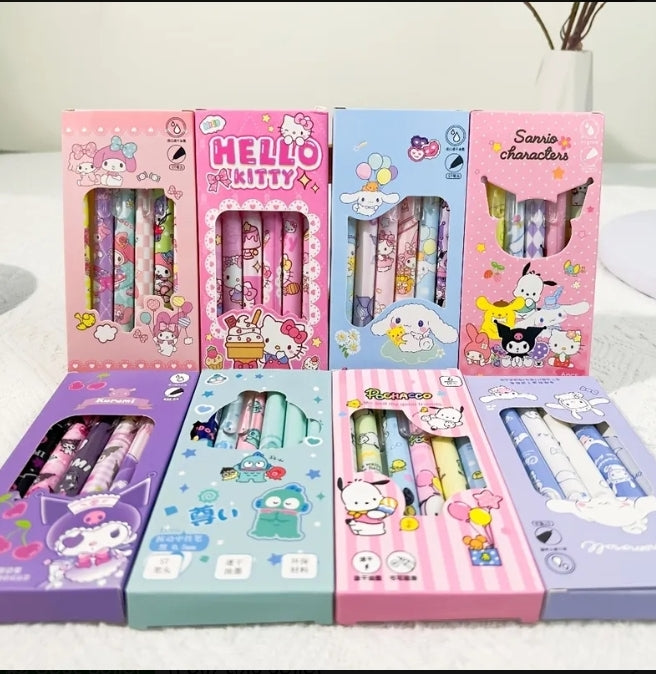 Sanrio Character Gel Pen Set (6-Piece Cute Writing Set)