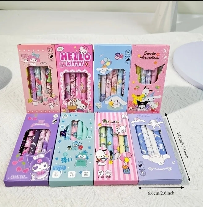 Sanrio Character Gel Pen Set (6-Piece Cute Writing Set)
