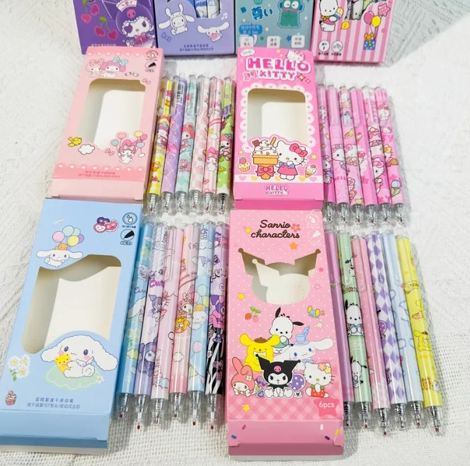 Sanrio Character Gel Pen Set (6-Piece Cute Writing Set)