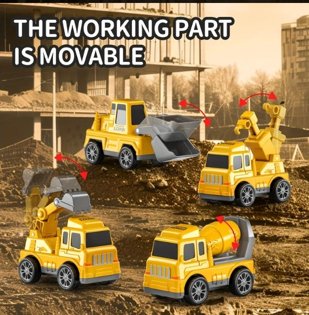 Construction Truck Carrier Playset (Engineering Vehicle Toy Set)