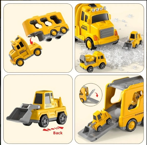 Construction Truck Carrier Playset (Engineering Vehicle Toy Set)