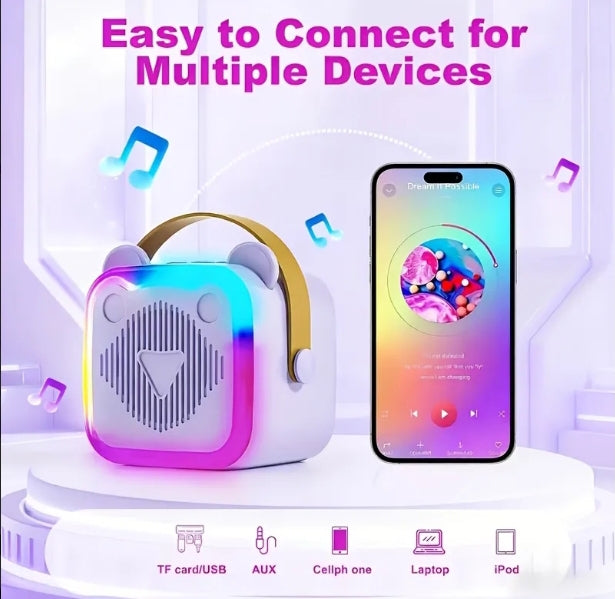 Multifunctional Kids Karaoke Machine with Dual Microphones & LED Lights