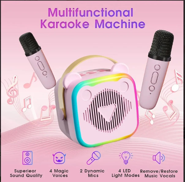 Multifunctional Kids Karaoke Machine with Dual Microphones & LED Lights