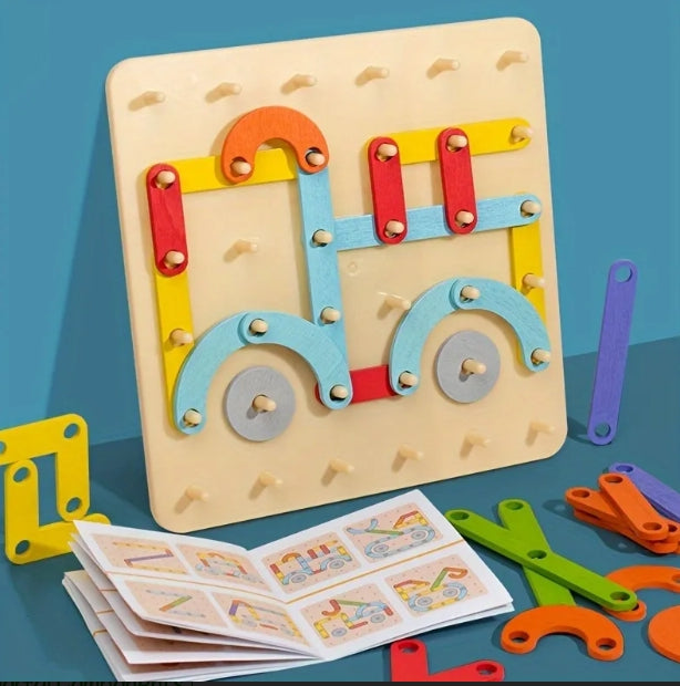Creative Wooden Peg & Link Builder Board (Montessori Construction Board)