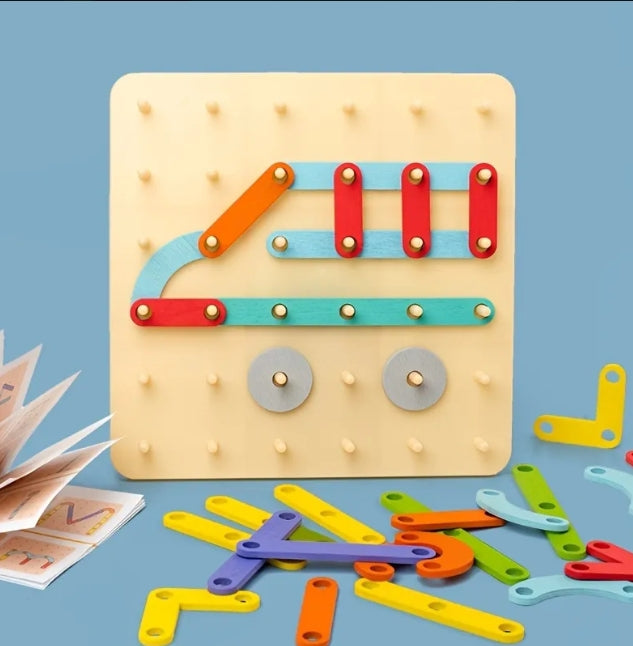 Creative Wooden Peg & Link Builder Board (Montessori Construction Board)
