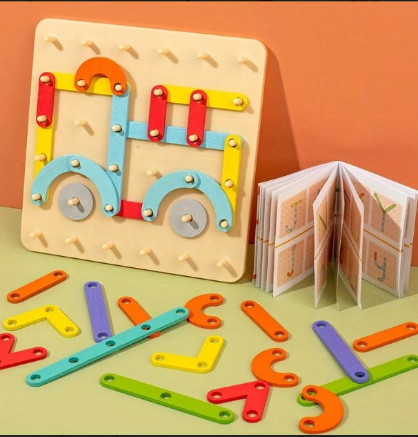Creative Wooden Peg & Link Builder Board (Montessori Construction Board)