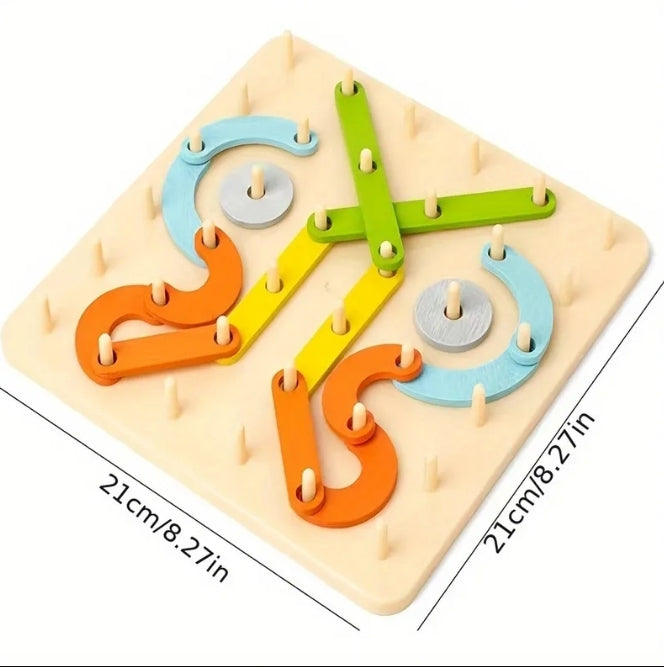 Creative Wooden Peg & Link Builder Board (Montessori Construction Board)