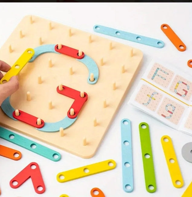 Creative Wooden Peg & Link Builder Board (Montessori Construction Board)