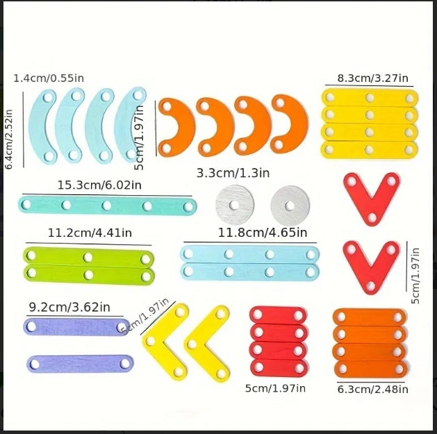 Creative Wooden Peg & Link Builder Board (Montessori Construction Board)