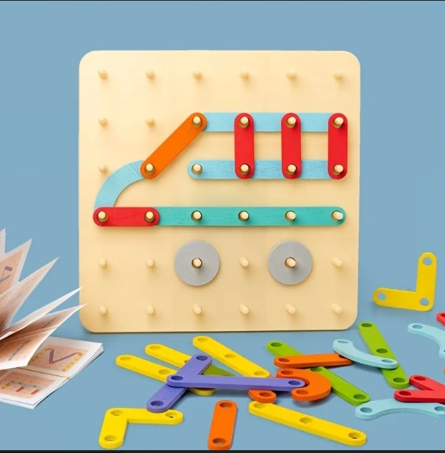 Creative Wooden Peg & Link Builder Board (Montessori Construction Board)