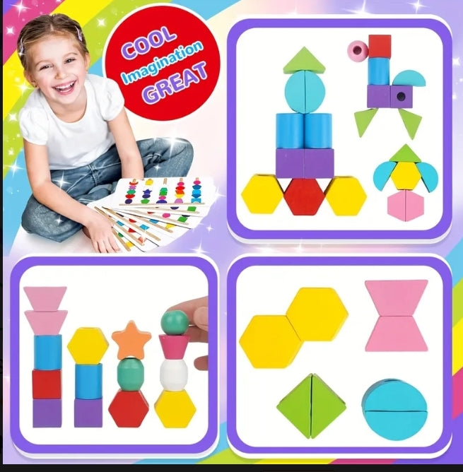 Wooden Shape Sorting & Stacking Magic Game (Montessori Learning Toy)