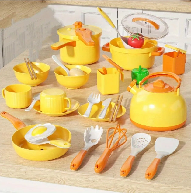 Kids Pretend Play Kitchen Set (Complete Cooking & Tea Set)