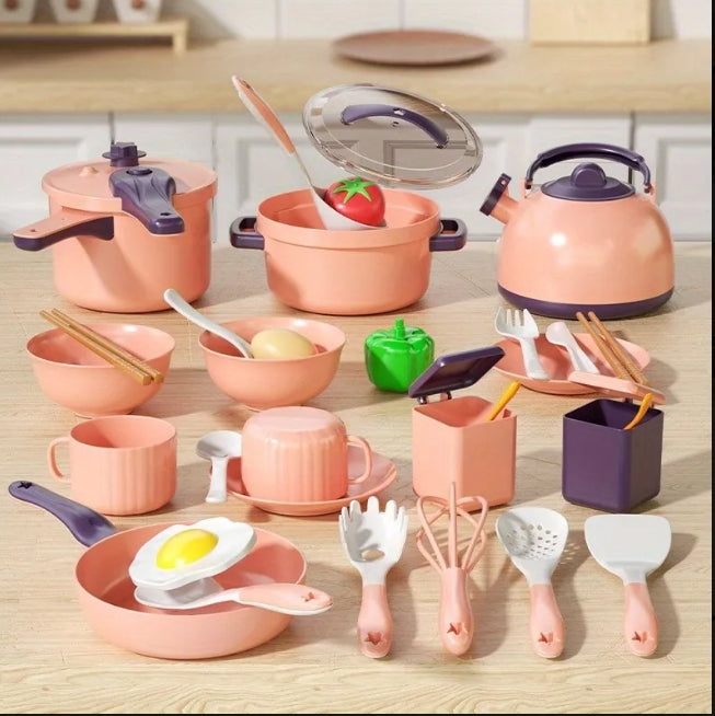 Kids Pretend Play Kitchen Set (Complete Cooking & Tea Set)