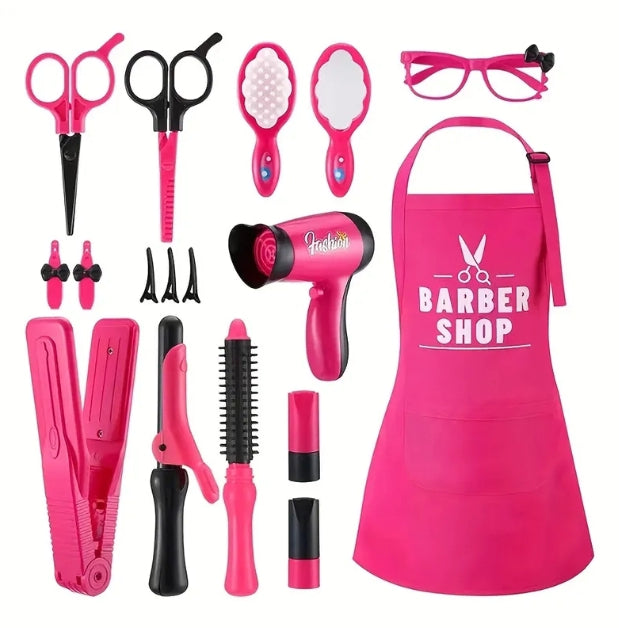 Kids Beauty Salon Pretend Play Set (Make-Up & Barber Shop Kit)