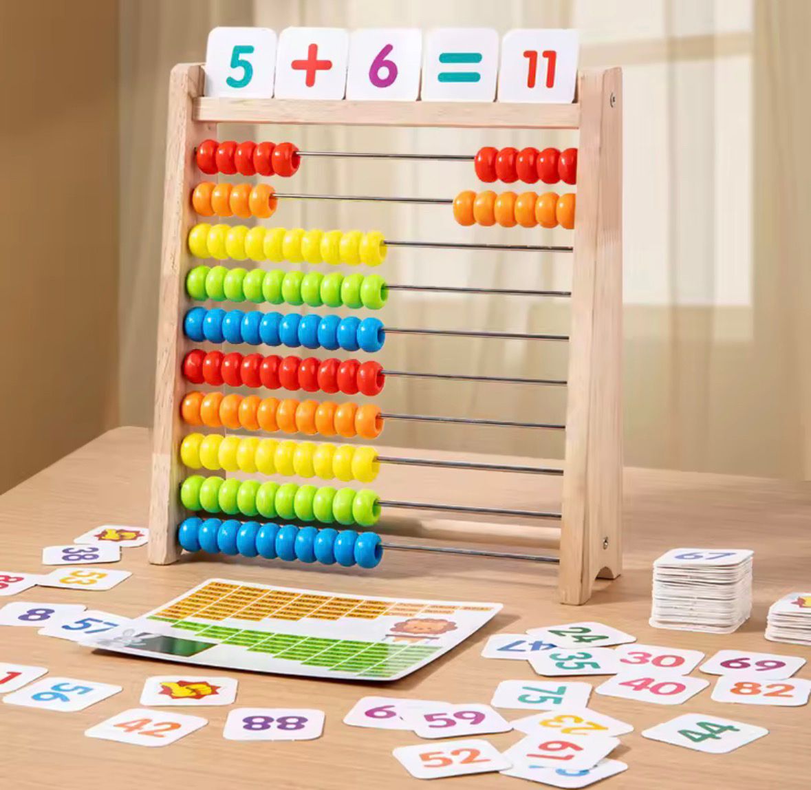 Wooden Counting Abacus & Arithmetic Learning Board (Early Math Educational Toy)