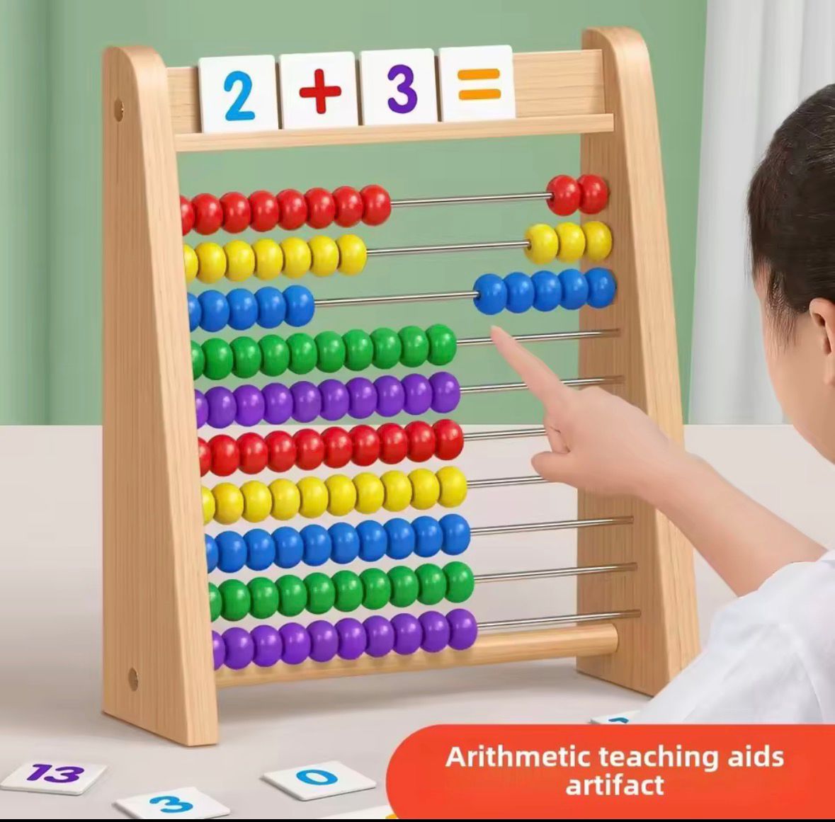 Wooden Counting Abacus & Arithmetic Learning Board (Early Math Educational Toy)